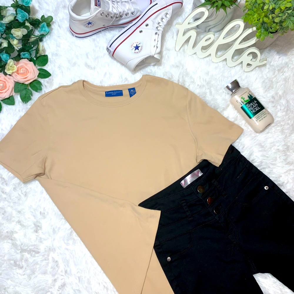 Karen Scott Women’s Small Tan Short-Sleeved Shirt - Picture 1 of 4